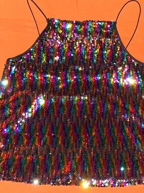 Sugarlips Multicolor Sequin Halter Crop Top
